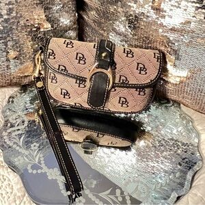 Dooney & Bourke Black and Tan Clutch